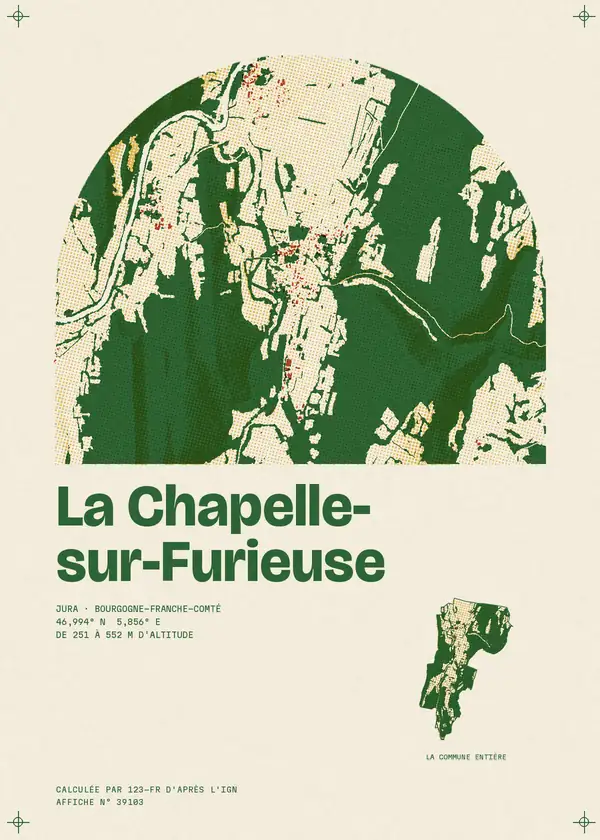 Affiche de La Chapelle-sur-Furieuse, calculée par 123-fr d'après l'IGN