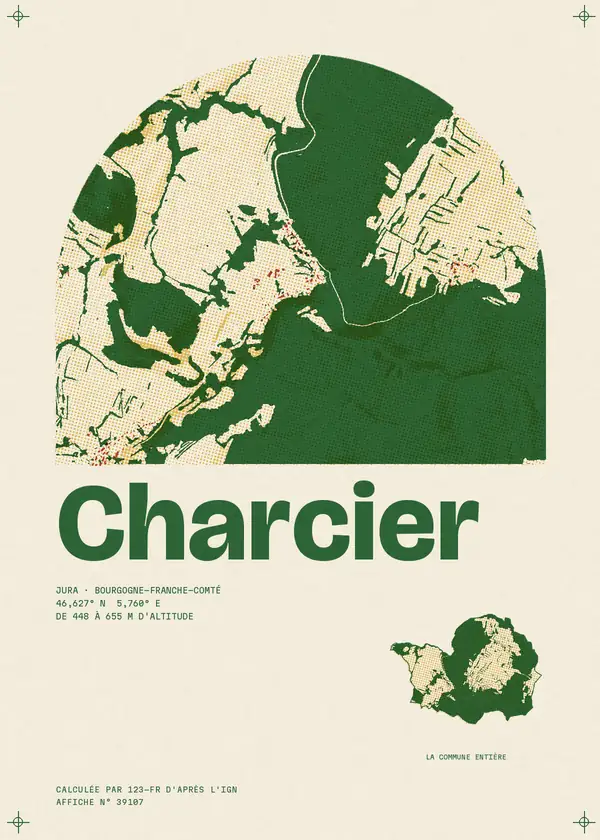 Affiche de Charcier, calculée par 123-fr d'après l'IGN