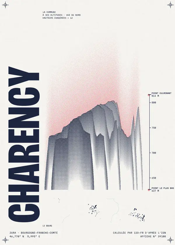 Affiche de Charency, calculée par 123-fr d'après l'IGN