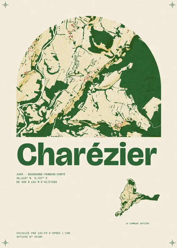 Affiche de Charézier, calculée par 123-fr d'après l'IGN