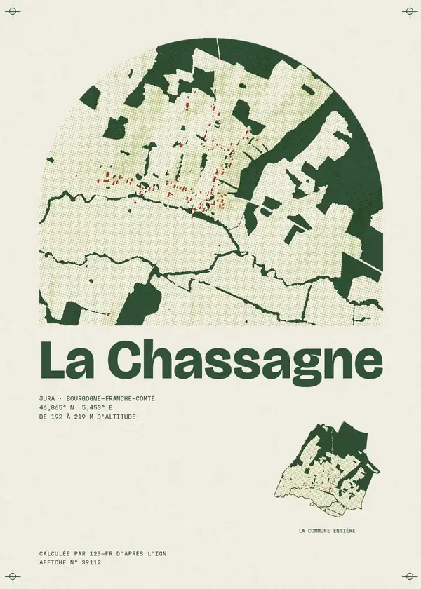Affiche de La Chassagne, calculée par 123-fr d'après l'IGN