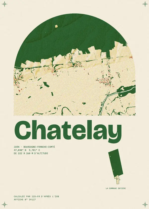 Affiche de Chatelay, calculée par 123-fr d'après l'IGN