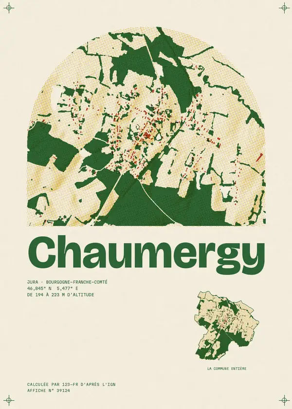 Affiche de Chaumergy, calculée par 123-fr d'après l'IGN