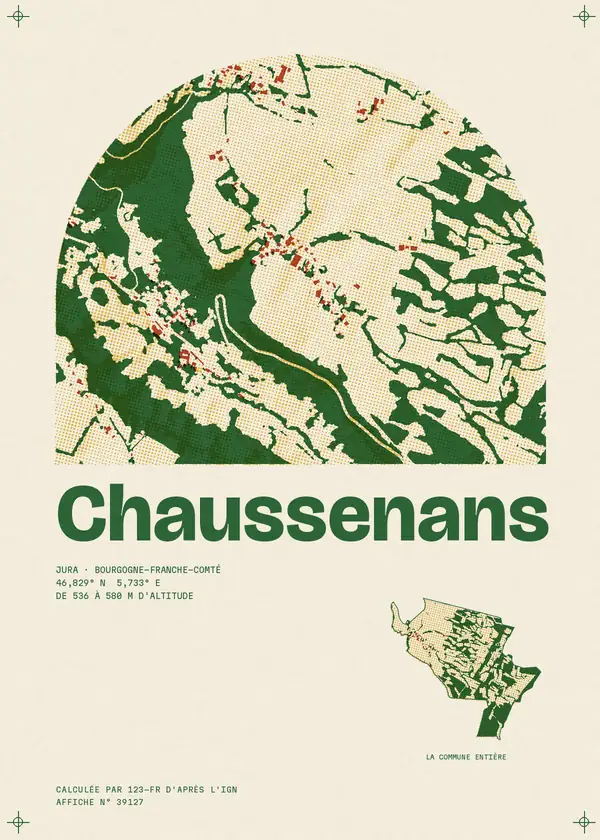 Affiche de Chaussenans, calculée par 123-fr d'après l'IGN