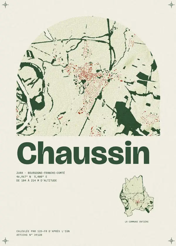 Affiche de Chaussin, calculée par 123-fr d'après l'IGN
