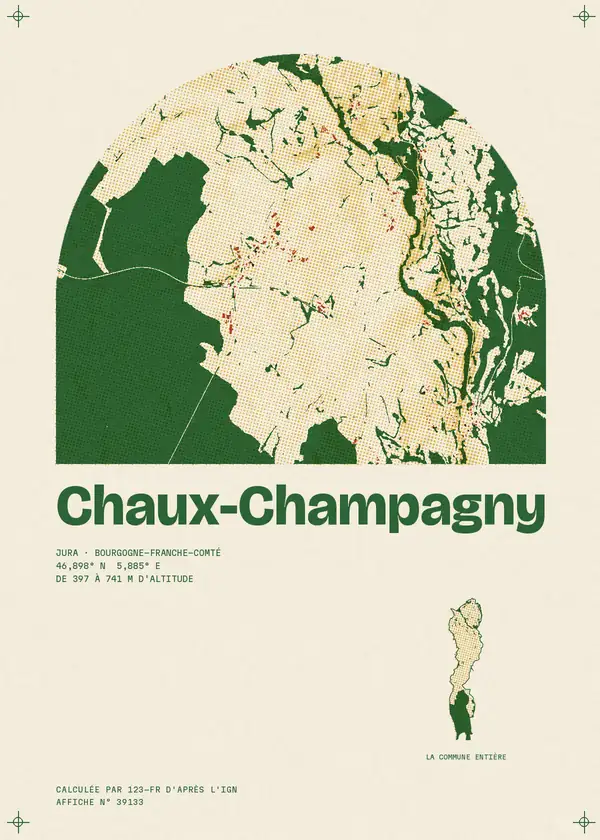 Affiche de Chaux-Champagny, calculée par 123-fr d'après l'IGN