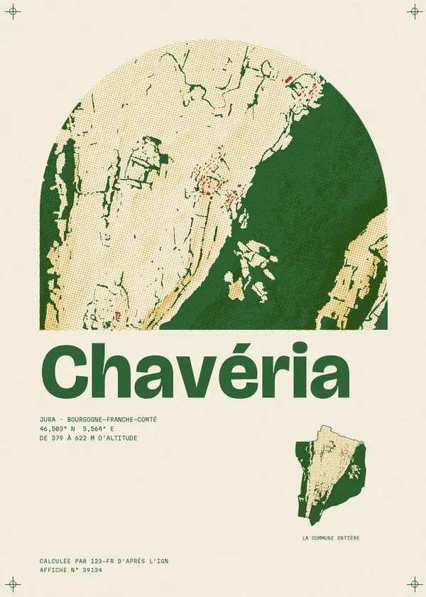 Affiche de Chavéria, calculée par 123-fr d'après l'IGN