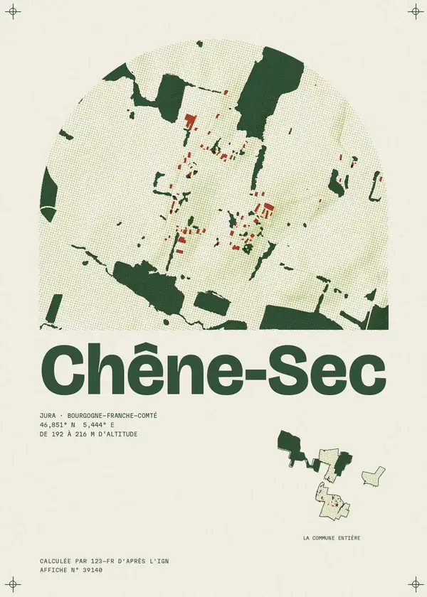 Affiche de Chêne-Sec, calculée par 123-fr d'après l'IGN