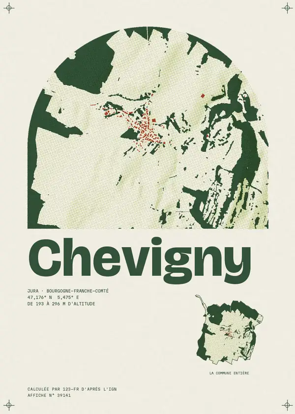 Affiche de Chevigny, calculée par 123-fr d'après l'IGN