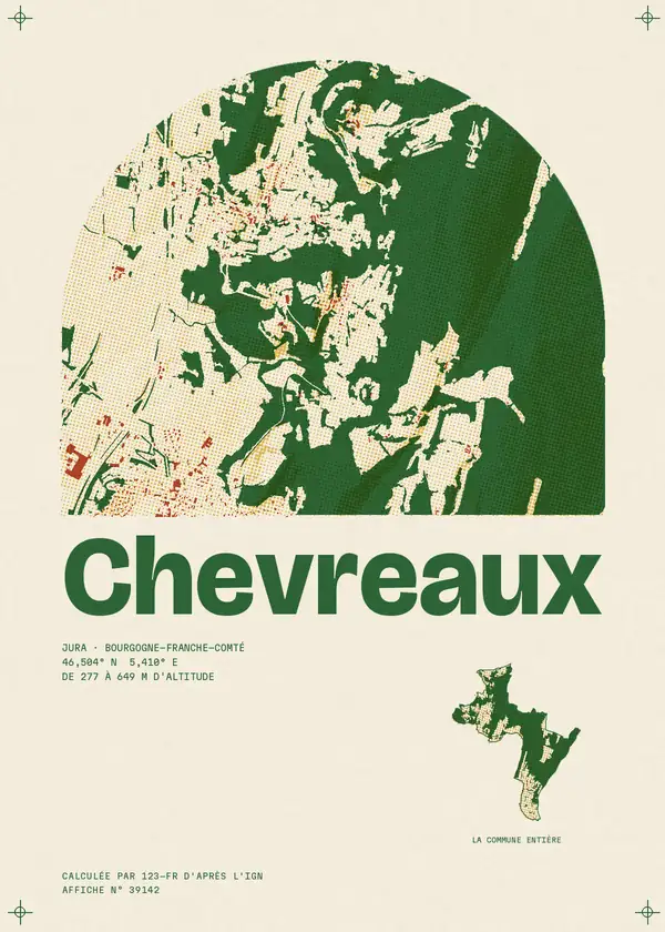 Affiche de Chevreaux, calculée par 123-fr d'après l'IGN