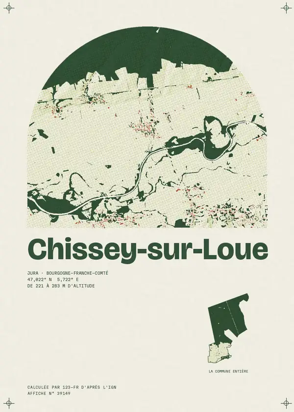 Affiche de Chissey-sur-Loue, calculée par 123-fr d'après l'IGN