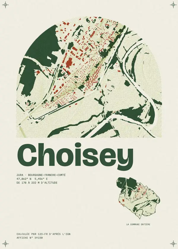 Affiche de Choisey, calculée par 123-fr d'après l'IGN