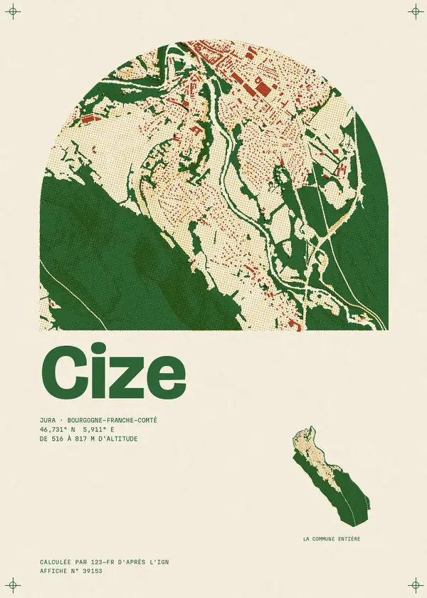 Affiche de Cize, calculée par 123-fr d'après l'IGN