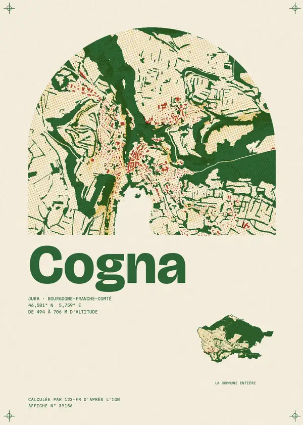 Affiche de Cogna, calculée par 123-fr d'après l'IGN