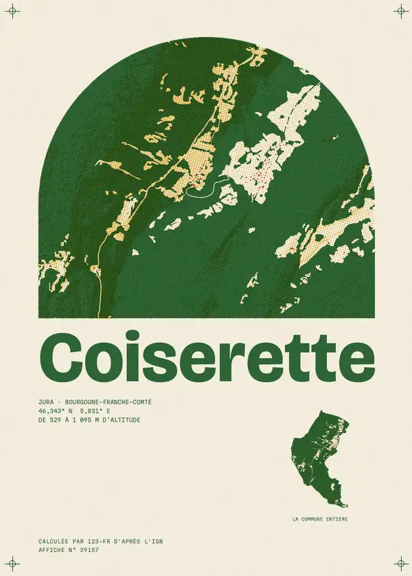 Affiche de Coiserette, calculée par 123-fr d'après l'IGN