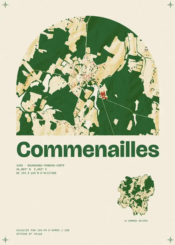Affiche de Commenailles, calculée par 123-fr d'après l'IGN