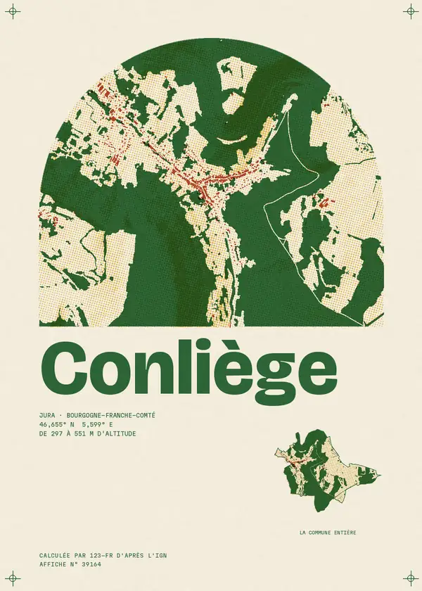 Affiche de Conliège, calculée par 123-fr d'après l'IGN