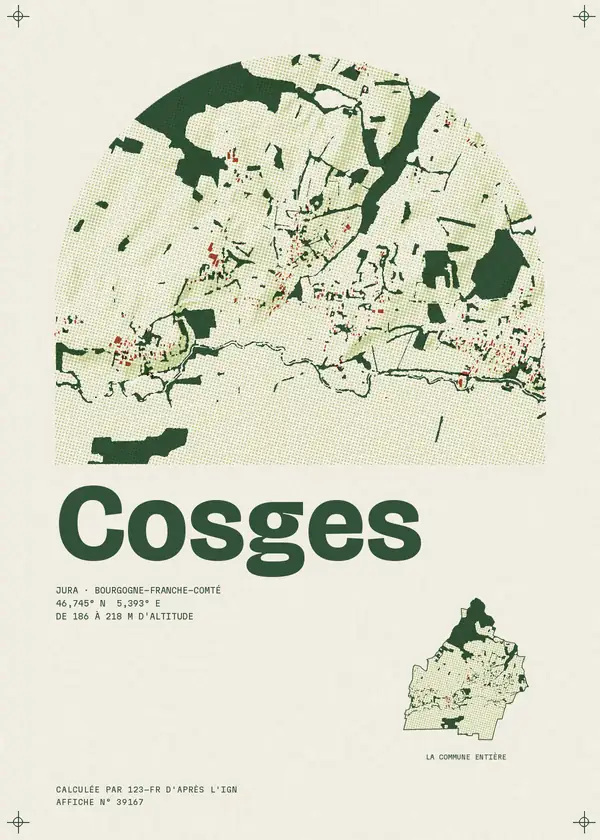 Affiche de Cosges, calculée par 123-fr d'après l'IGN