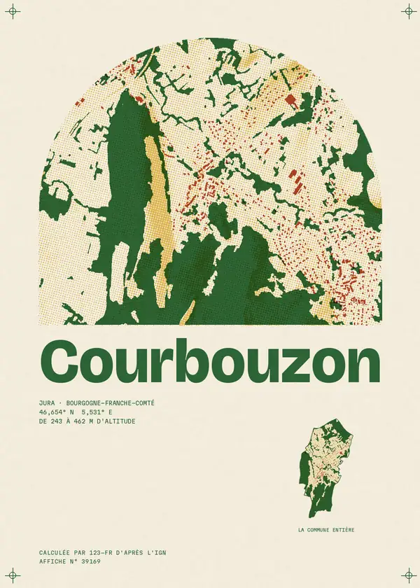 Affiche de Courbouzon, calculée par 123-fr d'après l'IGN