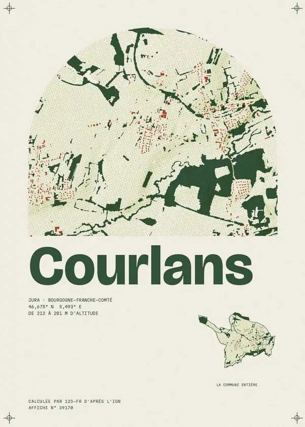 Affiche de Courlans, calculée par 123-fr d'après l'IGN