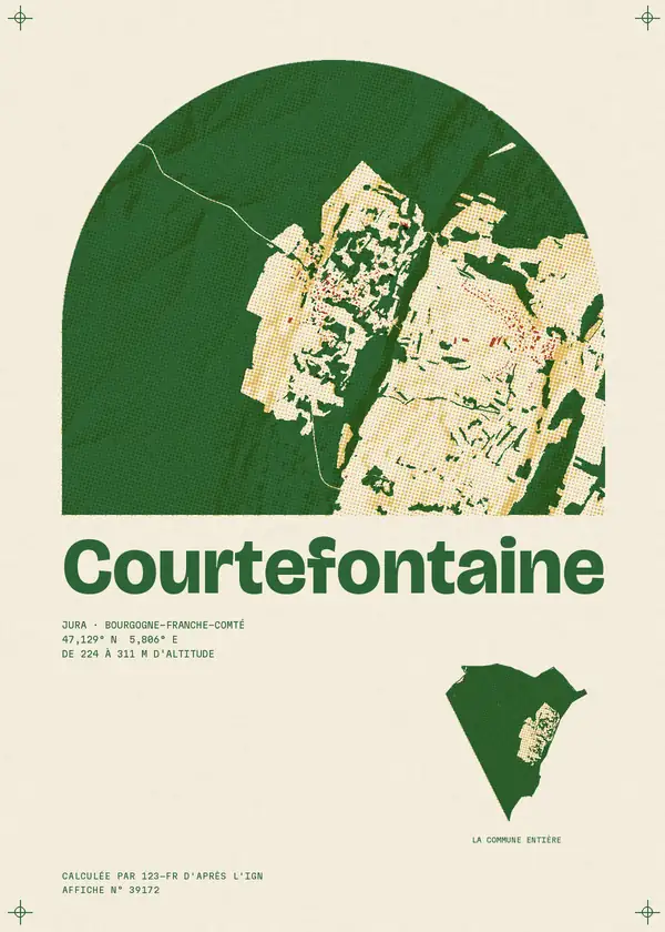 Affiche de Courtefontaine, calculée par 123-fr d'après l'IGN