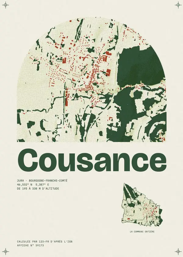 Affiche de Cousance, calculée par 123-fr d'après l'IGN