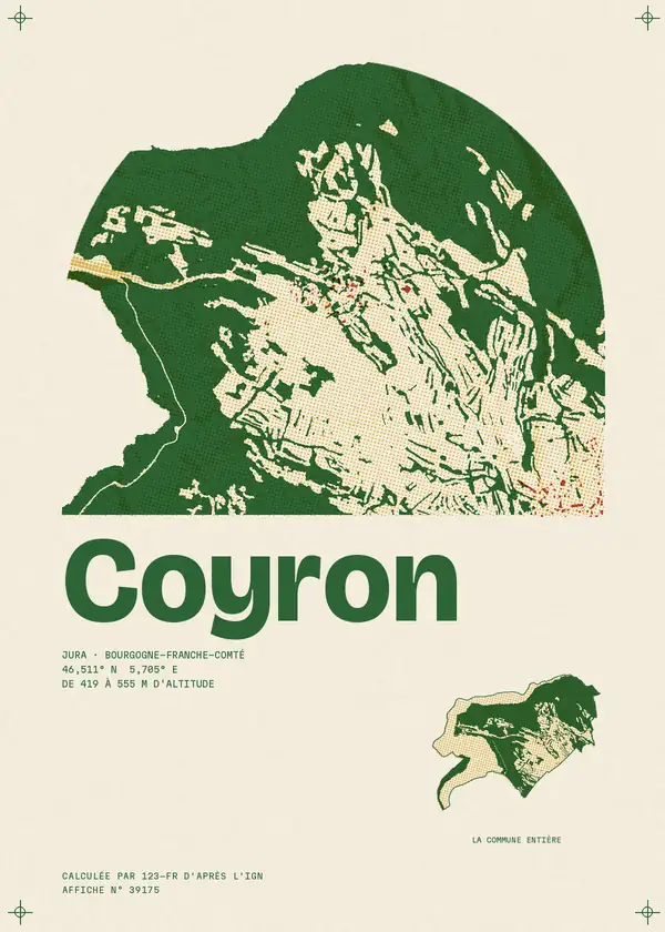 Affiche de Coyron, calculée par 123-fr d'après l'IGN