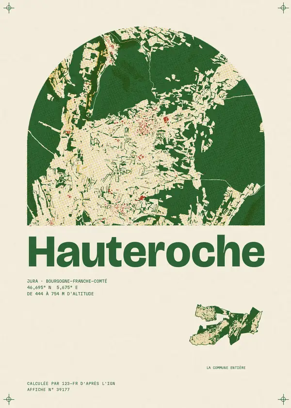 Affiche de Hauteroche, calculée par 123-fr d'après l'IGN