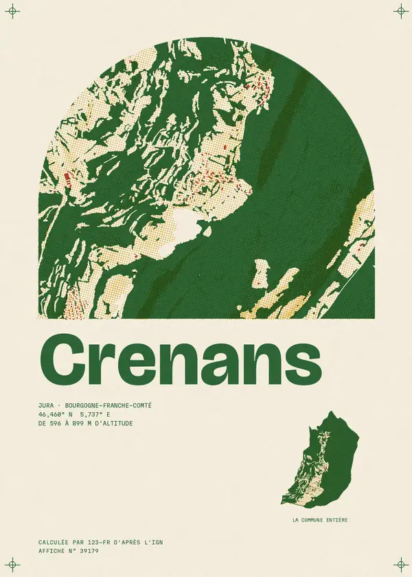 Affiche de Crenans, calculée par 123-fr d'après l'IGN
