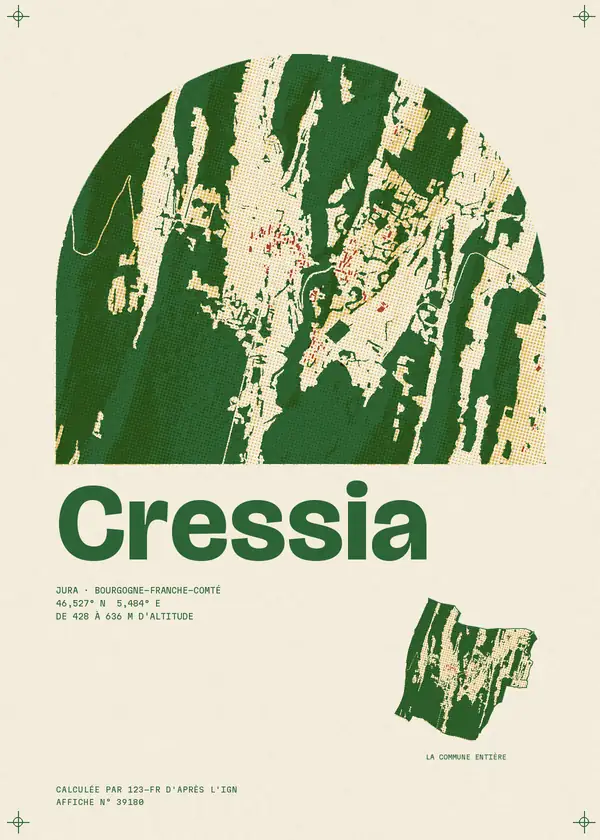 Affiche de Cressia, calculée par 123-fr d'après l'IGN