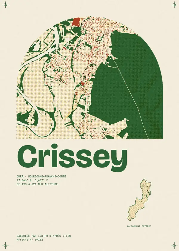Affiche de Crissey, calculée par 123-fr d'après l'IGN
