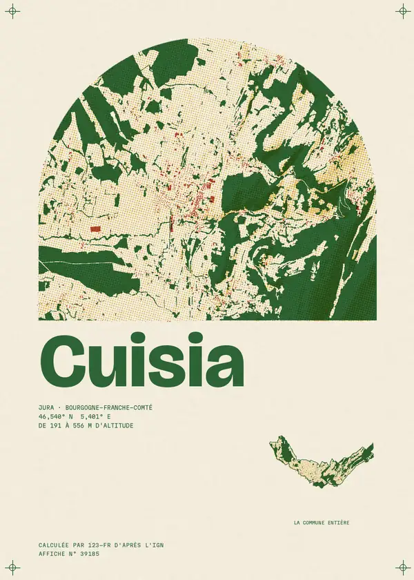 Affiche de Cuisia, calculée par 123-fr d'après l'IGN