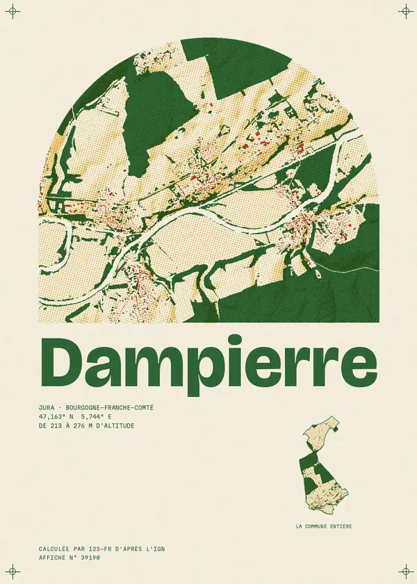 Affiche de Dampierre, calculée par 123-fr d'après l'IGN