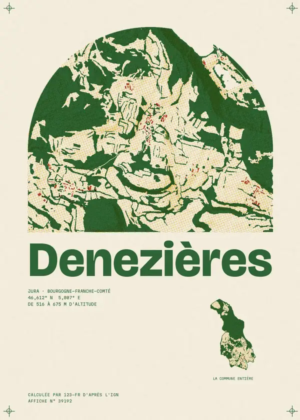Affiche de Denezières, calculée par 123-fr d'après l'IGN