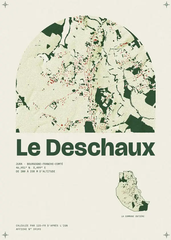 Affiche de Le Deschaux, calculée par 123-fr d'après l'IGN