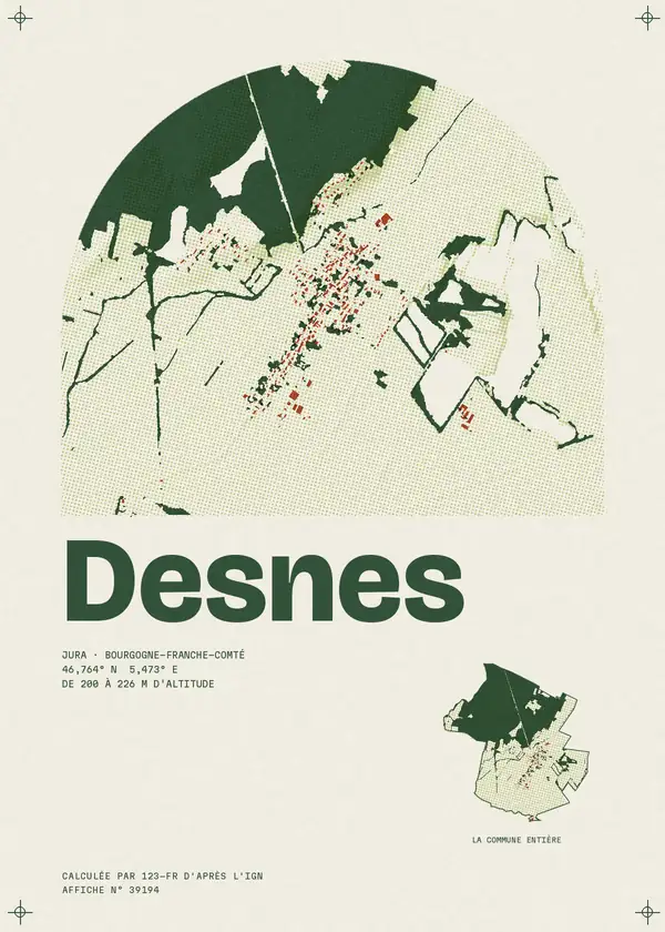 Affiche de Desnes, calculée par 123-fr d'après l'IGN