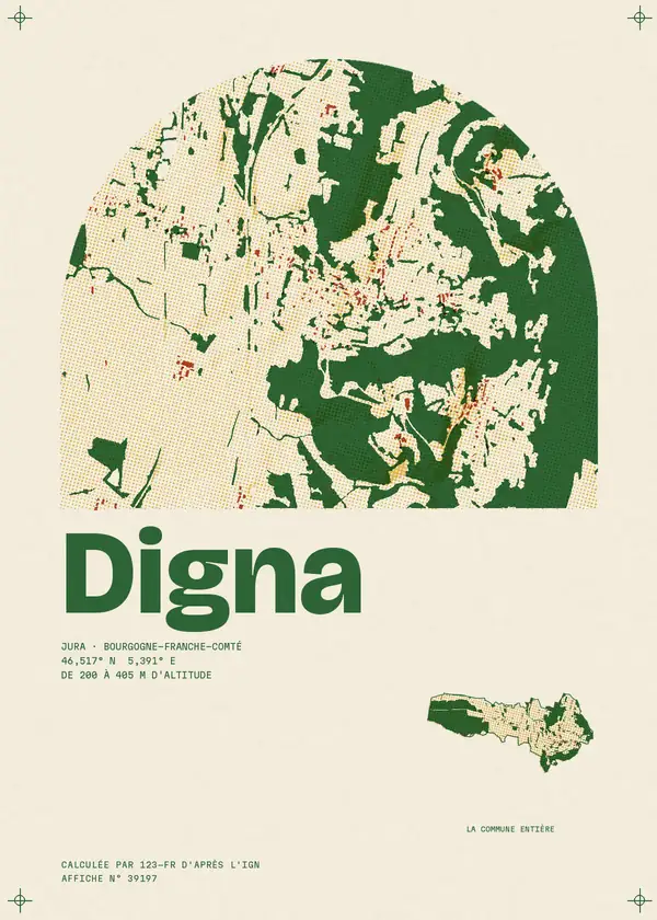 Affiche de Digna, calculée par 123-fr d'après l'IGN