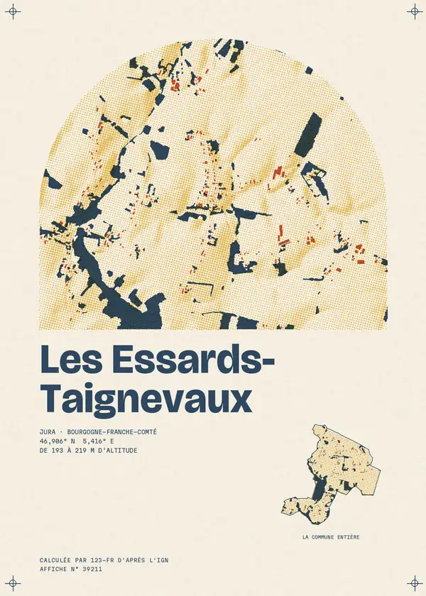 Affiche de Les Essards-Taignevaux, calculée par 123-fr d'après l'IGN