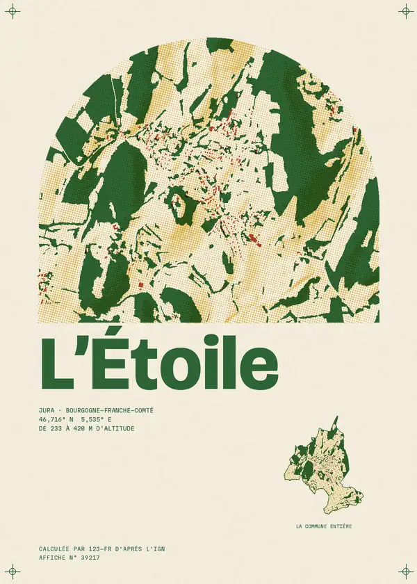 Affiche de L'Étoile, calculée par 123-fr d'après l'IGN