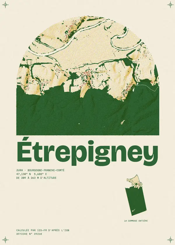 Affiche de Étrepigney, calculée par 123-fr d'après l'IGN