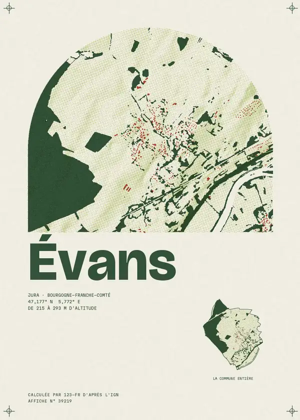 Affiche de Évans, calculée par 123-fr d'après l'IGN