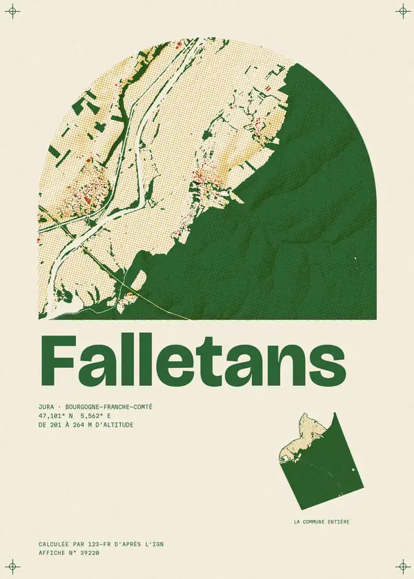 Affiche de Falletans, calculée par 123-fr d'après l'IGN