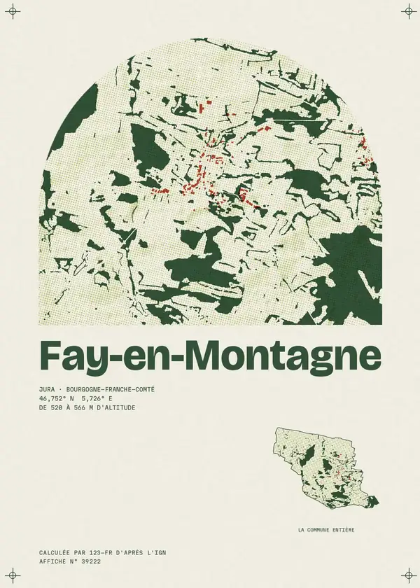 Affiche de Fay-en-Montagne, calculée par 123-fr d'après l'IGN