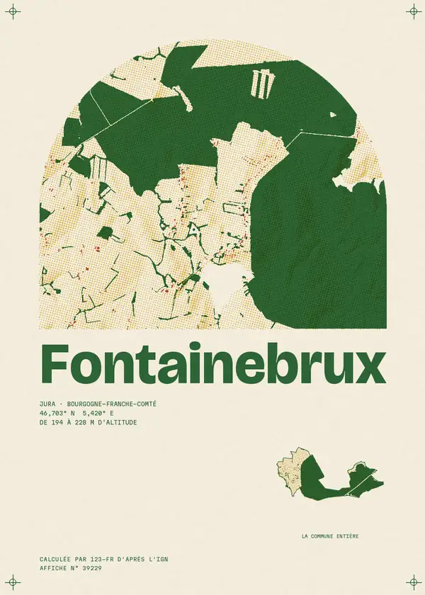Affiche de Fontainebrux, calculée par 123-fr d'après l'IGN