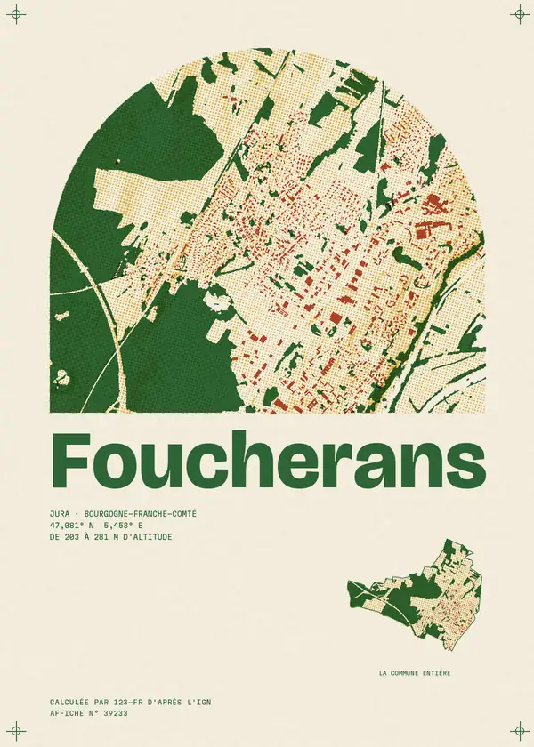 Affiche de Foucherans, calculée par 123-fr d'après l'IGN