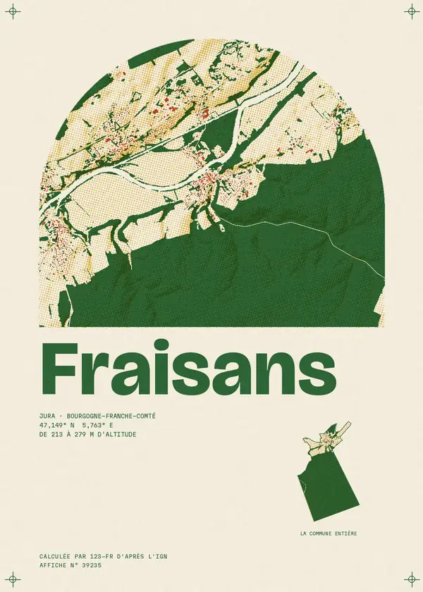 Affiche de Fraisans, calculée par 123-fr d'après l'IGN