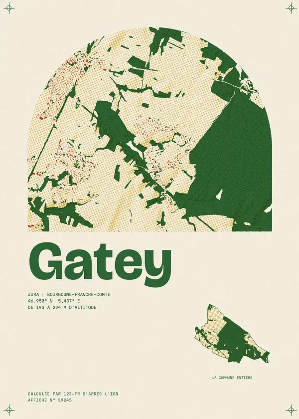 Affiche de Gatey, calculée par 123-fr d'après l'IGN