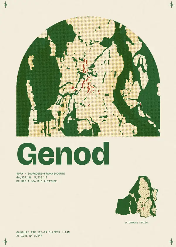 Affiche de Genod, calculée par 123-fr d'après l'IGN