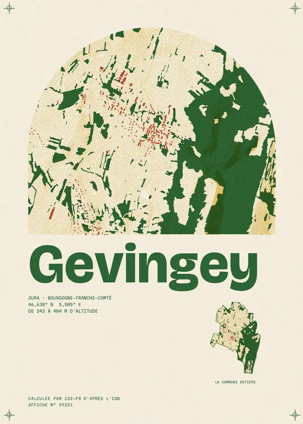 Affiche de Gevingey, calculée par 123-fr d'après l'IGN