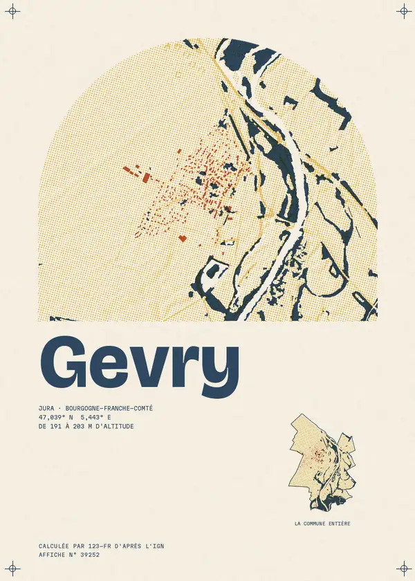 Affiche de Gevry, calculée par 123-fr d'après l'IGN